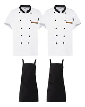 Comprar 4 Pcs Filipina Chef  Manga Corta 2 Uniformes Y 2 Delantales