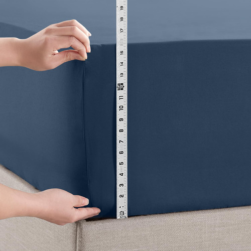 Sábanas De Cama King Bajeras Hasta 40 Cm Color Azul Marino