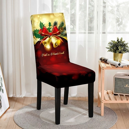 4pc Funda Silla Navideña Estampado Papá Noel Desenfundable B