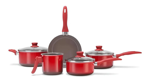 Conjunto De Panelas Ceramic Life Easy Brinox Vermelho 5 Pçs