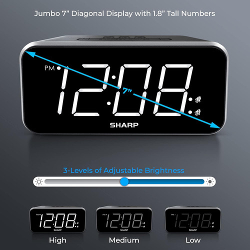 Reloj Despertador Sharp Jumbo Pantalla De Fácil Lectura...