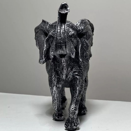 Elefante De La Suerte Feng Shui Resina Cerámica 18 Cm Color Plateado