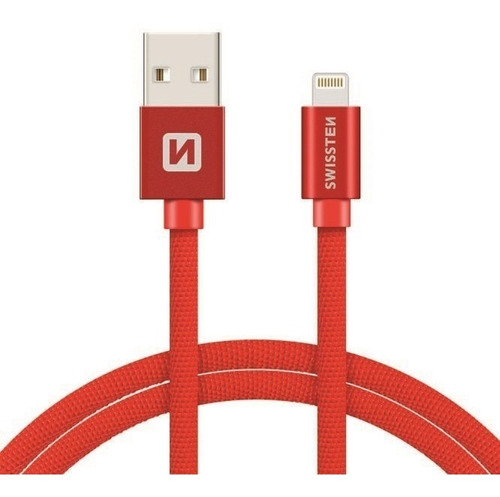 Cable Usb A Lightning iPhone Trenzado Carga Rapida Swissten Color Rojo