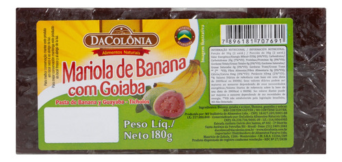 Mariola de Banana com Goiaba DaColônia Pacote 180g