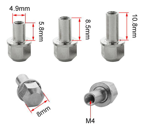 4 Piezas 12mm Cubo Hexagonal De Aluminio 12/15/17mm 12 Mm