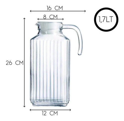 Imagen 3 de 6 de Jarra Vidrio Templado Luminarc Quadro 1,7 L