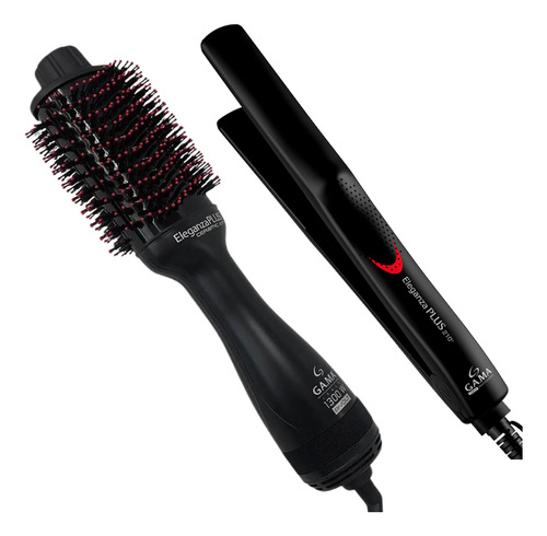 Kit Gama Italy Escova + Prancha Eleganza Plus Ceramic Bivolt