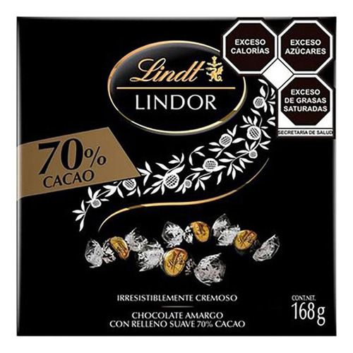 Lindt Lindor Chocolate Amargo 70% Cacao Con Relleno Suave 16