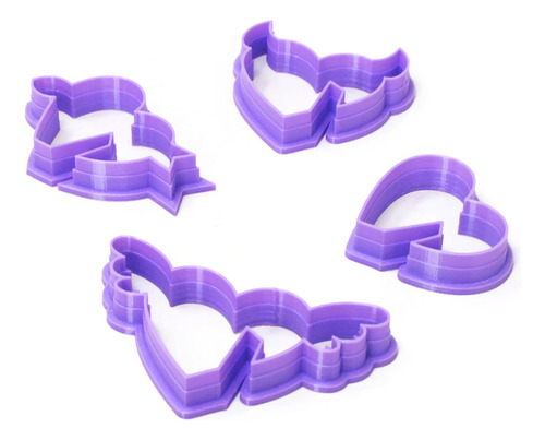 Cortadores Galletas Corazones Mini Para Taza San Valentín Color Violeta
