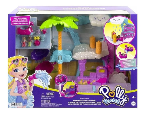 Polly Pocket Auto Lavado Flamingos Divertido 