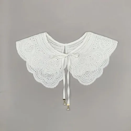 Mantón De Encaje Blanco Con Cuello Falso Y Volantes Ahuecado