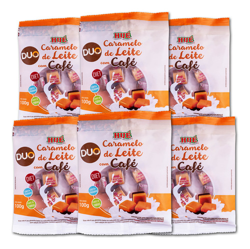 Bala Caramelo De Leite Com Café Diet Hué Sem Glúten 6un 100g