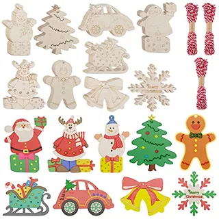 90pcs Wooden Christmas Ornaments Unfinished Wood Slices...
