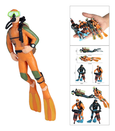 3x Figura De Buzo En Miniatura Realista Adornos De Buceo