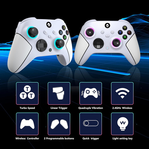 Yuyiu Mando Inalámbrico Con Luz Rgb De 7 Colores Para Xbo...