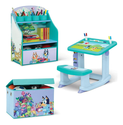 Set Escritorio Organizador Y Baul Infantil Bluey