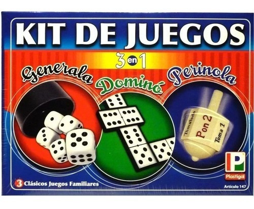 Imagen 1 de 5 de Kit De Juegos 3 En 1 Domino Generala Perinola Plastigal 147