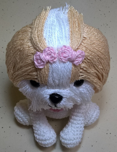 Cachorrinha Doguinha Shih Tzu Toffy Crochê Pet Amigurumi Cão