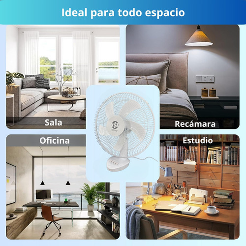 2 Pack Ventilador Escritorio Abanico De Mesa Oscilatorio 42 Cm 50 Hz / 60 Hz Blanco Blanco Plástico 5
