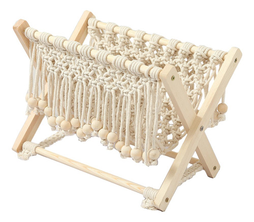 Rack De Revistas Macrame, Armazenamento De Registros De