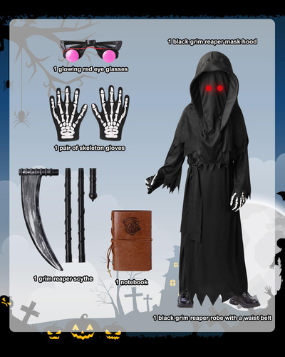 Disfraz De Oskiner Grim Reaper Para Niños, Disfraz Aterrador