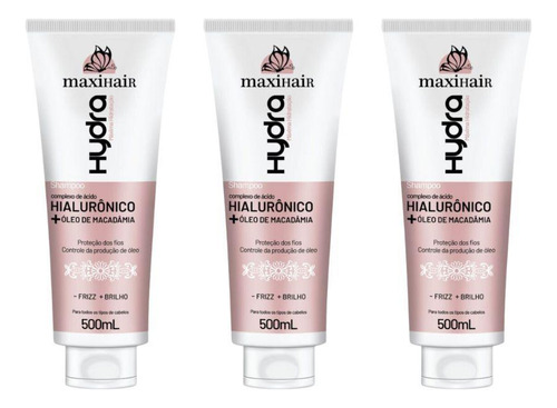 Shampoo Maxihair 500ml Hialuronico+oleo De Macadamia - 3un