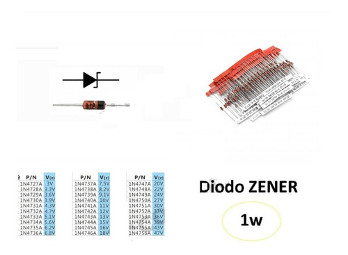 Imagen 1 de 2 de Diodo Zener 1watt (precio X 3 Unidades,varios Valores)