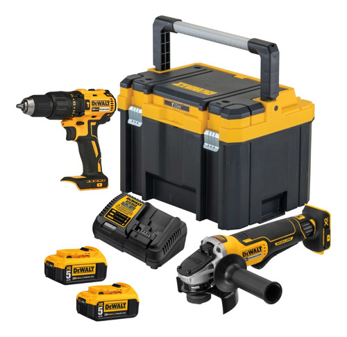 Kit Esmeril Angular + Taladro Percutor Inalambrico Dewalt