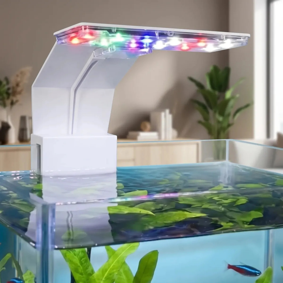 Luminária Led W.aqua Para Aquário Pequeno 6w Bivolt Clip Para 15 A 35 Litros Bivolt Colorida Iluminação Intensa Realça Cores Peixes