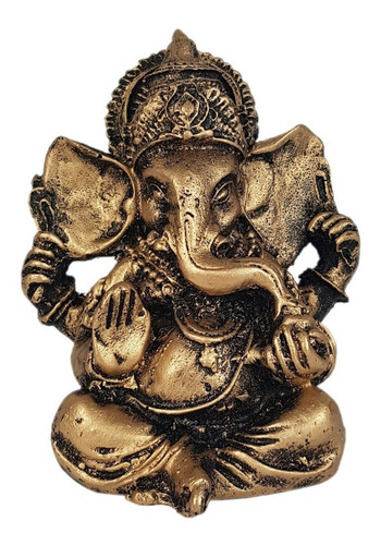 Ganesha Hindu Deus Sorte Prosperidade Sabedoria Resina 9,5cm