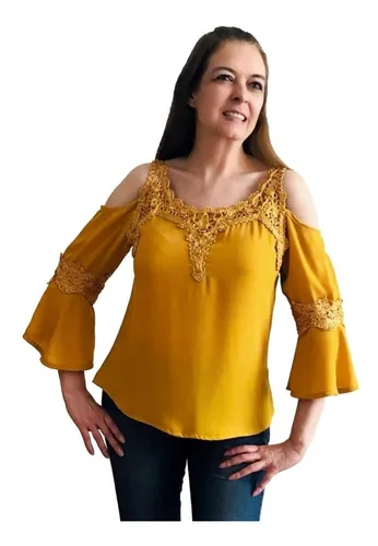 Blusa Dama Elegante Sin Hombros Con Encaje