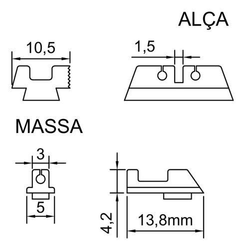 Alça E Massa Mira Senior Em Aço Pistola Gx4 Visada 1,5mm