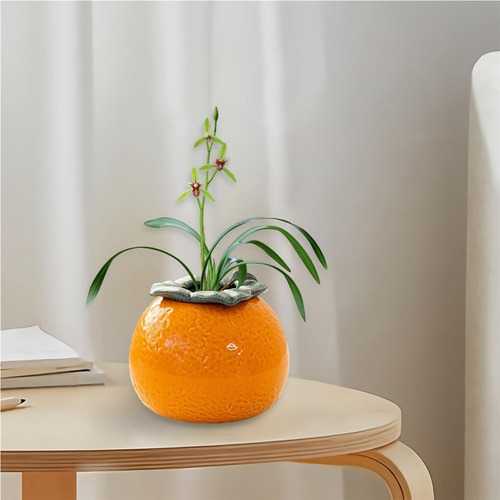 Maceta Para Flores, Maceta Naranja, Contenedor Para Medio