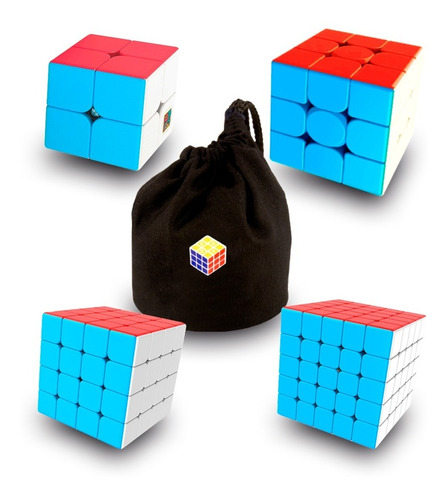 Set 4 Cubos Moyu Mei Long 2x2 + 3x3 + 4x4 + 5x5 + Estuche