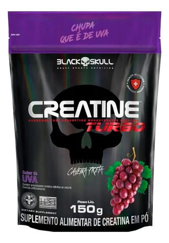 Creatina Turbo Refil - 150g - Caveira Preta / Black Skull Sabor Uva