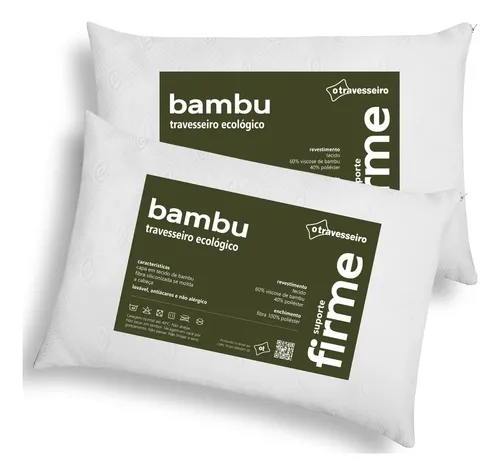 Kit 2 Travesseiros O Travesseiro Bambu Branco Fibra Poliester 50x70cm Hipoalergênico