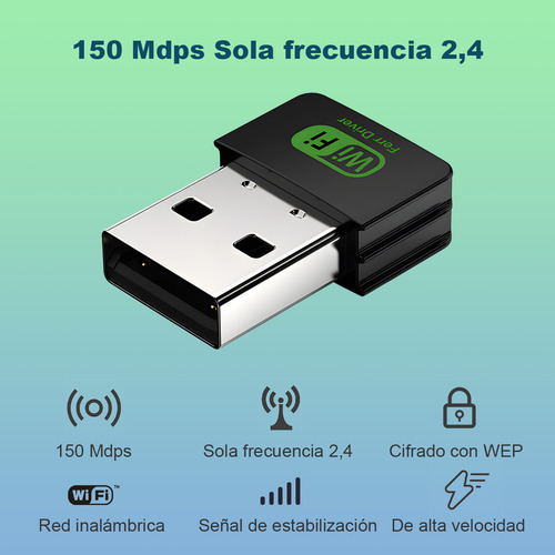 Adaptador Wifi Usb 2.0 Para Pc 2.4g/5g Wifi 150mbps