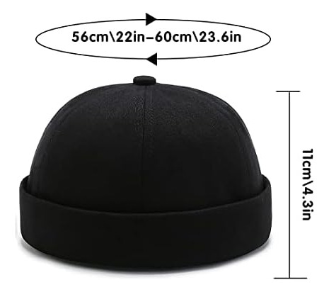 Xyiyi, Gorra Docker Sin Borde De Algodón Negro, Gorra De De
