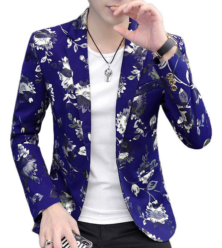 Blazer Trajes Chamarras Moda Para Hombres Estampado Flor [u]