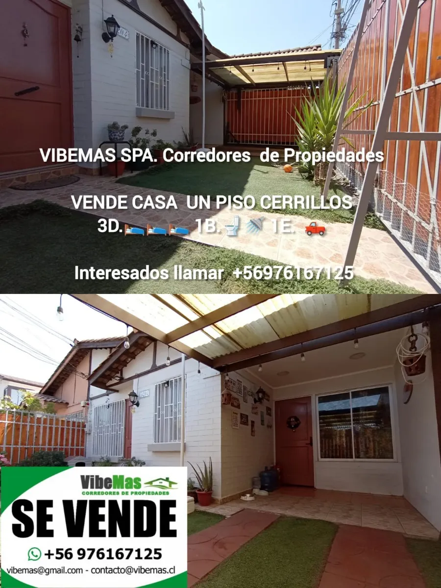 Imagen 1 de 25 de Se Vende Casa Un Piso 3d. 1b. 1e. Cerrillos, Santiago