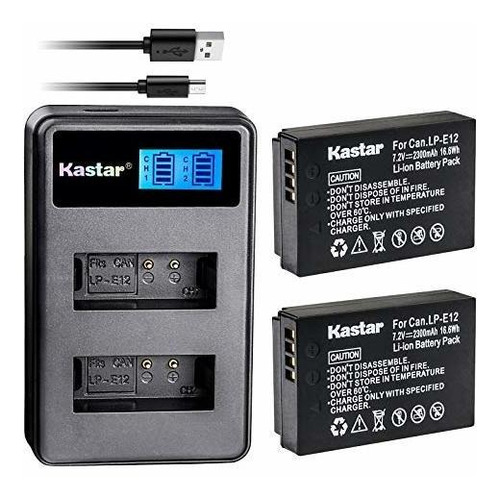 Kastar Batería X2 Y Lcd Cargador Doble Delgada Para Canon Lp