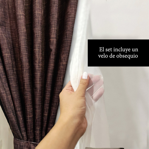 2 Cortinas Béla Sienna Doble Tela + 1 Velo 2.85m Alto X 2.80