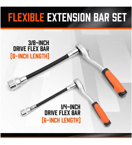 Juego De Barras Flexibles De Extensión De 1/4 X 6 Y 3/8 X