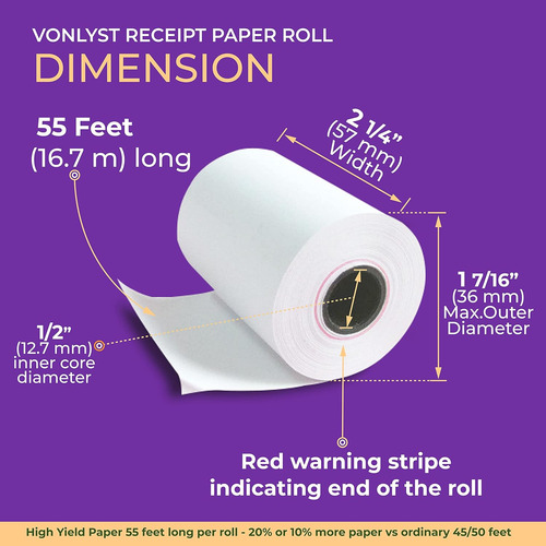 Rollo De Papel Térmico 2 1/4 X 55 Verifone Vx520 Ingen...