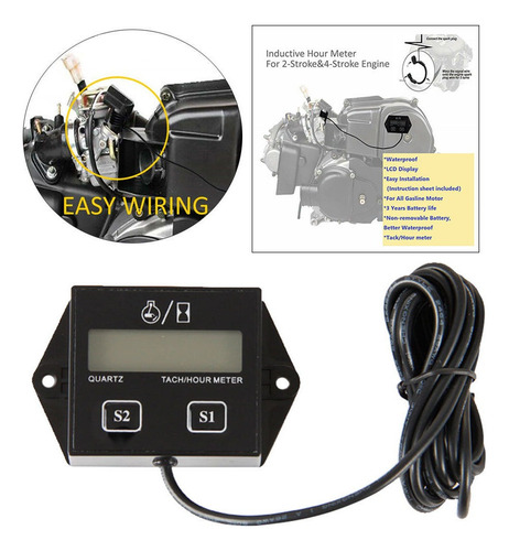 Tacómetro / Medidor De Horas Digital Lcd Rpm Motocicleta