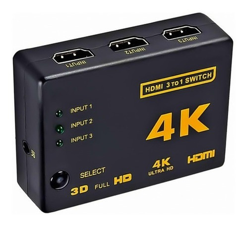 Imagen 1 de 6 de Switch Hdmi 4k 3x1 Splitter Video Full Hd Control Remoto D