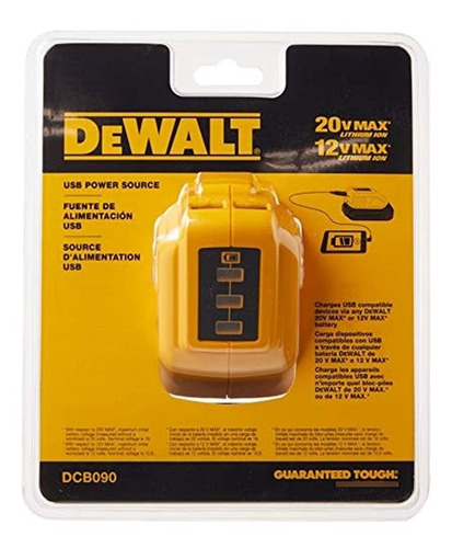 Cargador Usb Dewalt 12v / 20v Max, Solo Herramienta (dcb090)