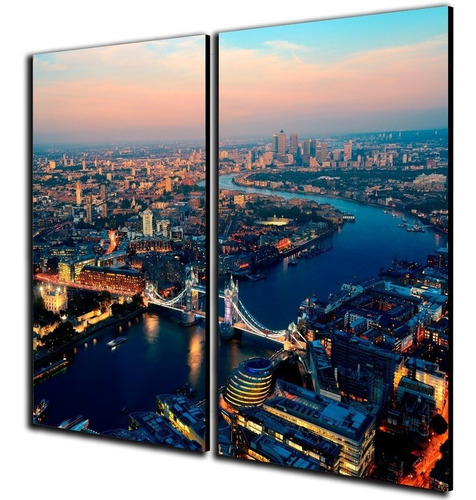 Imagen 2 de 3 de Cuadro Díptico 60x50 Cms Decorativo Londres1