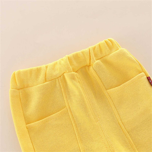 Conjunto Niño Sudadera Con Efecto De Doble Capa Y Pantalones Amarillo 2-3 Años