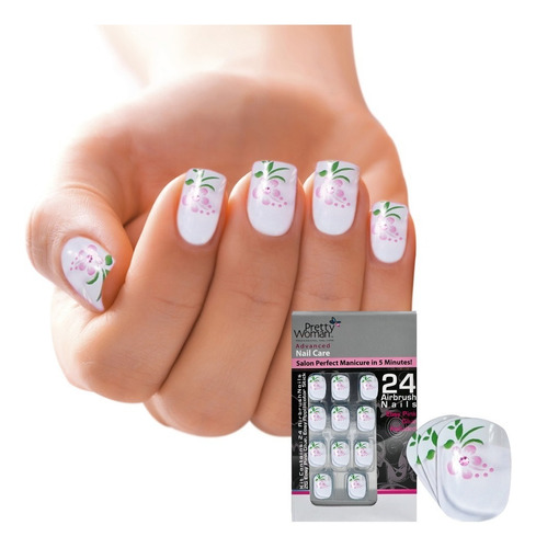 Uñas Postizas Con Diseños Personalizados Claros Y C/ Flores 